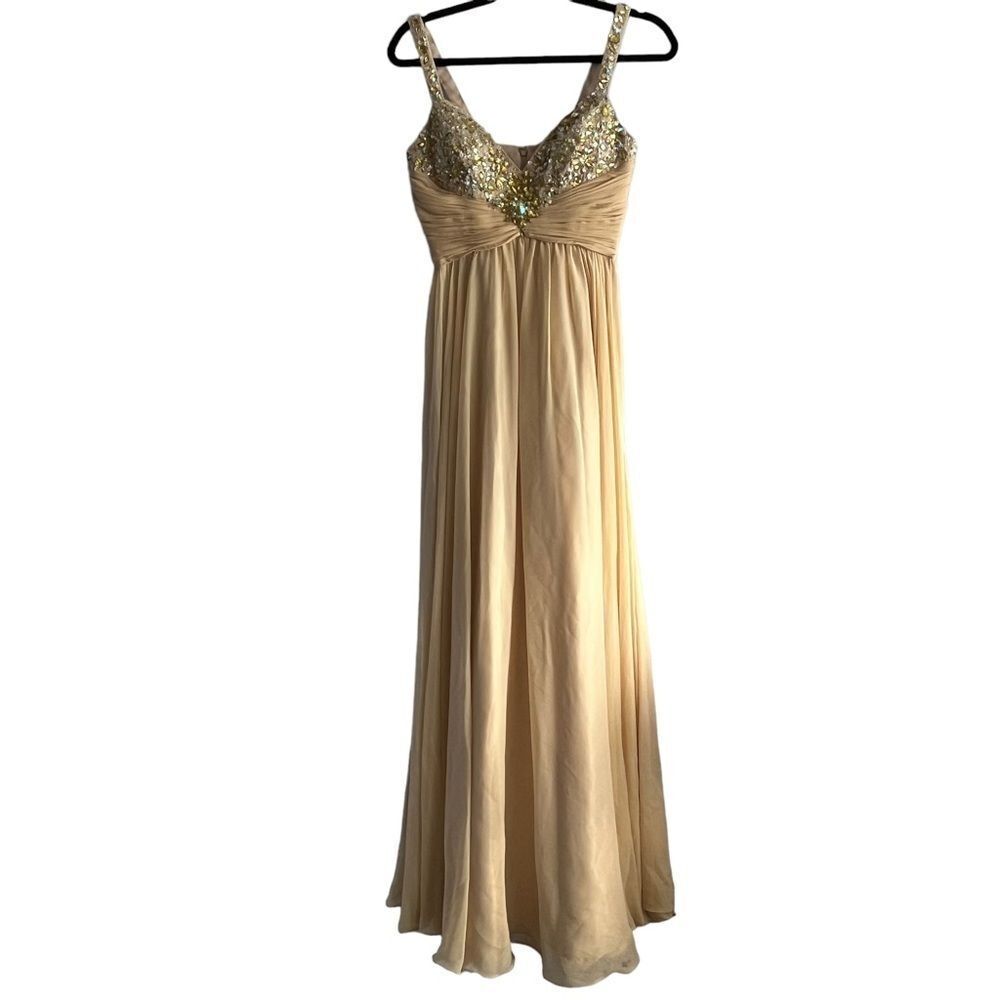 Nina Canacci Peach Beaded Rhinestone Formal Dress